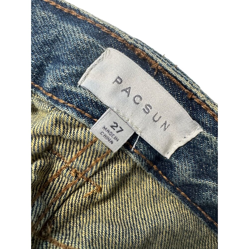Pacsun Dark Indigo Size 27 Low Rise Micro Mini Skirt Jean Pockets NWOT - Picture 6 of 14